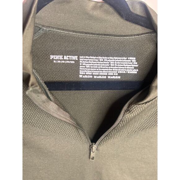 Victoria's Secret PINK 1/4 Zip Long Sleeve Workout Shirt Green XL - Picture 3 of 4